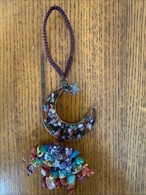 Multicolor Moon Charm with Star Accent